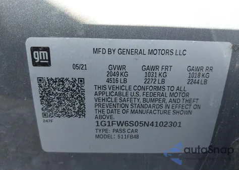 2022 Chevrolet Bolt Ev Fwd 1Lt from USA, damaged, VIN 1G1FW6S05N4102301